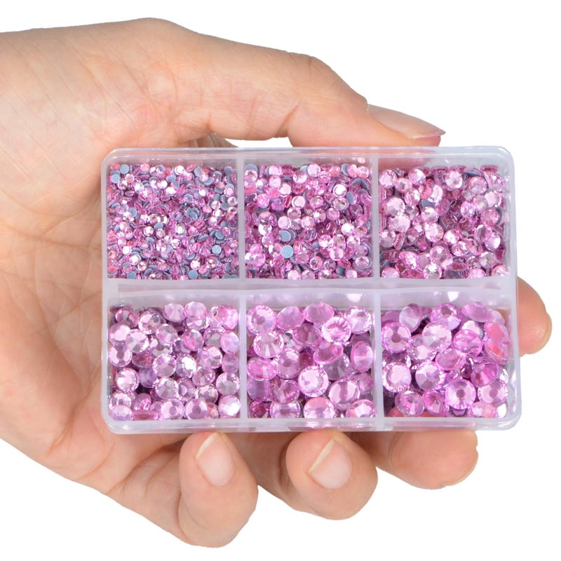 LPBeads 6400 Pieces Pink and Pink AB Hotfix Rhinestones Flat Back 5 Mixed Sizes Crystal Round Glass Gems with Tweezers and Picking Rhinestones Pen - Image 4